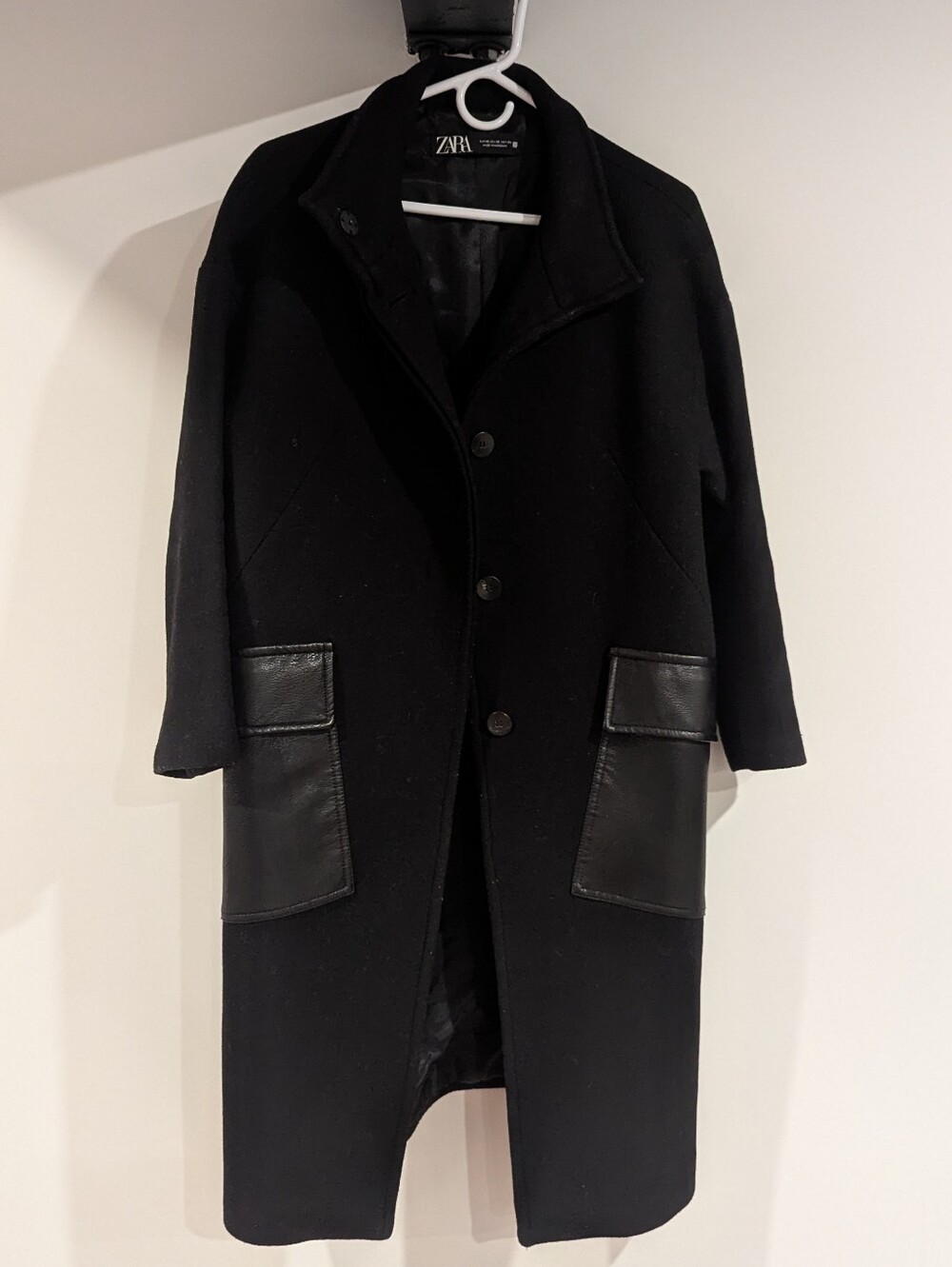 Zara Black Wool Overcoat XS